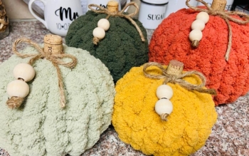 Hand Knit Cozy Pumpkins(2)Colors pair perfectly with your cozy knit blankets