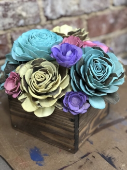 Hand Dipped Wood Flowers with Centerpiece Box