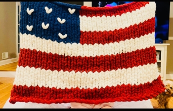 American Flag Chunky Knit Blanket
