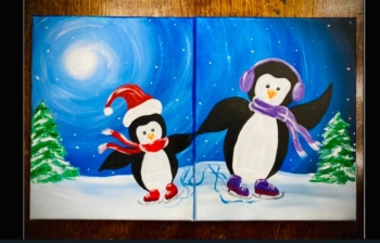 Mommy and Me Winter Workshop Dual Canvas Painting and plushie making