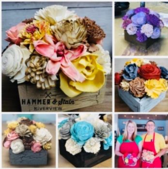 Hand dipped wood flowers with centerpiece boxchoose your colors!