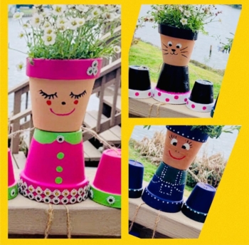 Toddler(preschool) Time lunch and craft with mom. Make your own planter person (with hair)