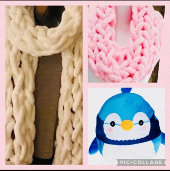 Kids Chunky Knit Scarf Making and Peppa  The Squishmello Penguin MakingDrop off Winter Workshop