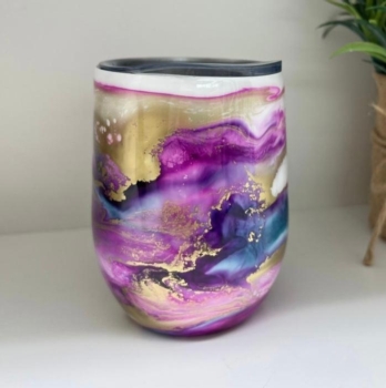 Alcohol Ink and Resin Wine Glasses or Tumblers