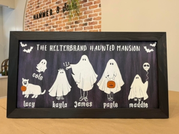 Custom Framed Halloween Family Portraitghost, skeleton or whitches