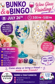 Learn to Play Buncos with us! Evening includes Bingo and Wine Glass Painting too!