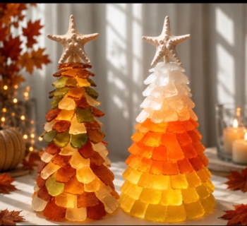 FALL by the sea, light up 12 inch Sea glass Tree Workshop