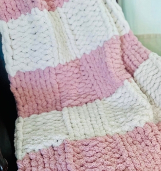 Chunky Knit Blanket Basket Weave  No Experience Needed