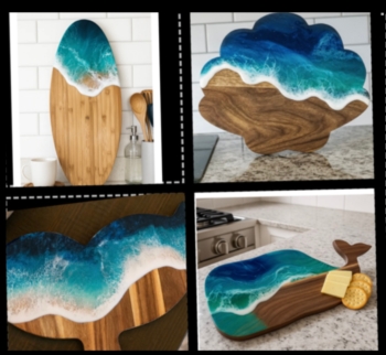 Art of the Resin Pour on Charcuterie BoardsChoose from 12 designs