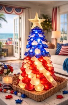 Sea Glass Light Tree Workshop  Red, White & Blue Edition