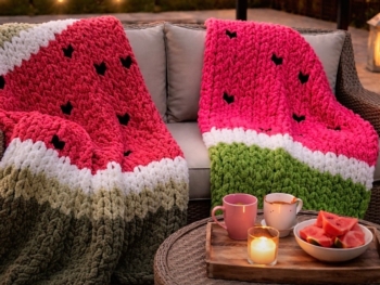 Chunky Knit Watermelon Blanket