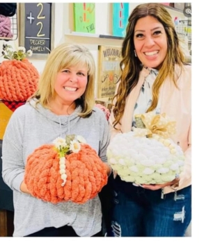 3 Chunky Hand Knit Pumpkins