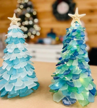 16-inch Seaglass light up Beach Trees