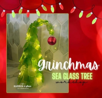"Merry Grinchmas" Sea Glass Tree with Lights