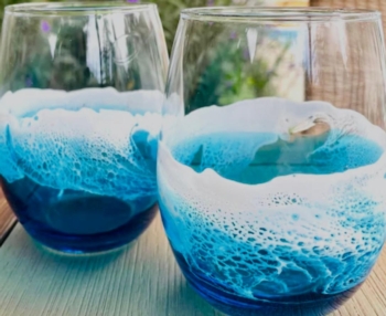 Fluid Art Set of Stemless Wine Glass Making