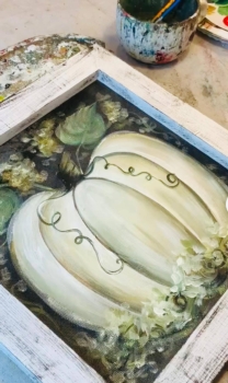 Framed Pumpkin Screen Painting