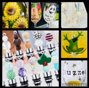 Ladies Night Out, Wine Glass Painting, Bottle Stopper Making and Snacks