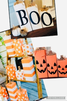 Chunky Solid Wood Pumpkin Trio