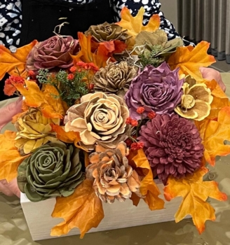 Hand Dipped Wood Flowers and Floral Arranging