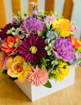 Moms, Mimosas and Mother's Day hand dipped Wood Flowers arragements