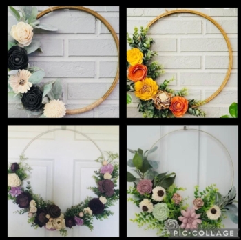 Hand Dipped Wood Flower Summer Wreath Making